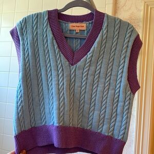 Lisa Says Gah blue and purple vest